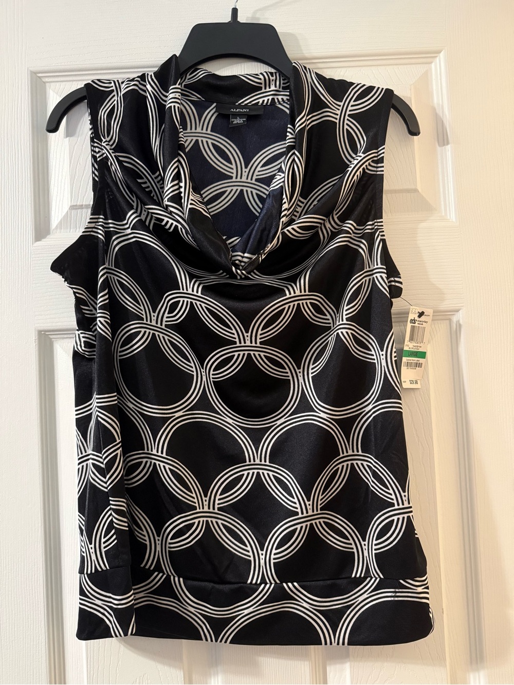 Alfani Black and White Sleeveless Cowl Neck Camisole